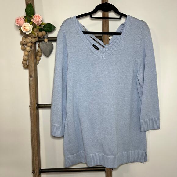 Talbots V Neck Tie Back Blue Sweater Size Large - Picture 1 of 8